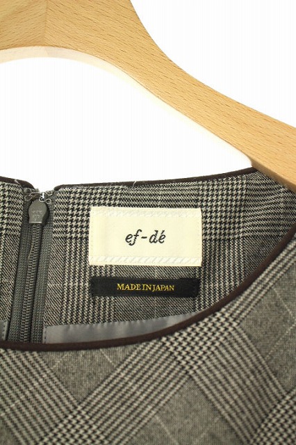 エフデ Ef De ワンピース グレンチェック フレア ひざ丈 半袖 9 グレー Kn Os レディース 170 ベクトルパーク