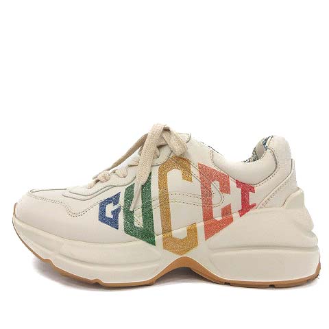 グッチ GUCCI 18AW スニーカー ライトン グリッター GUCCI ロゴ レザー  
