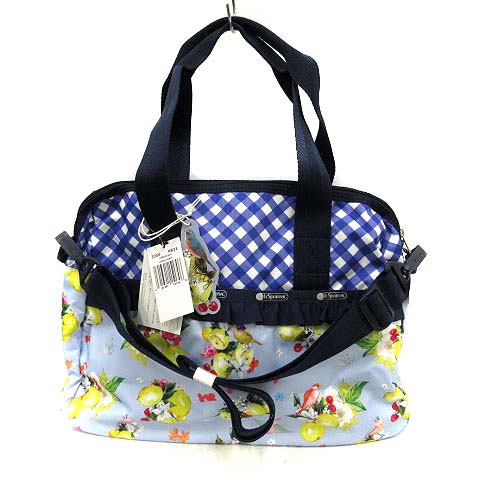 未使用品 レスポートサック LesportSAC Chesty バッグ トート ショルダー 2way レモン柄 チェック 青 黄色 /YI1 レディース