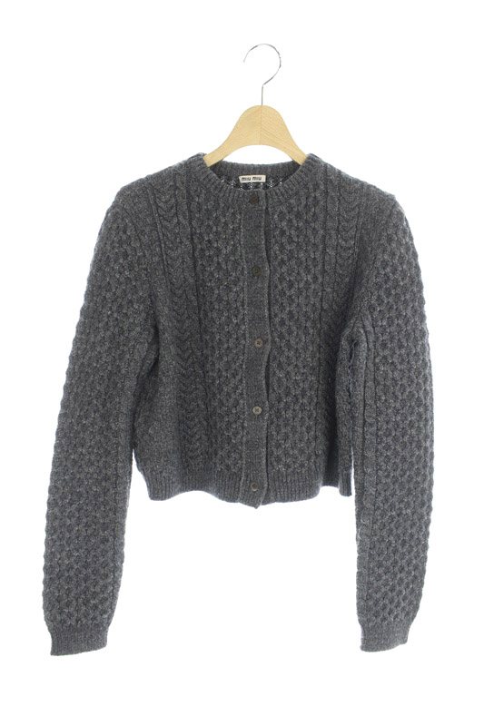 MIUMIU ニットカーディガングレー 