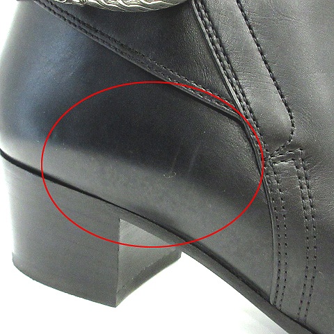 GUCCI グッチ メンズ タイガーバックル付きヒールブーツ ブラック サイズ9 アレッサンドロミケーレ 中古美品 GUCCI - 美品 GUCCI グッチ レザー ベルトバックル アンクルブーツ