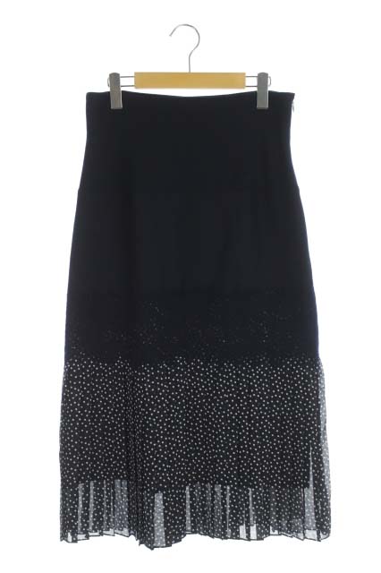 アイロン The Iron スカート 台形 ロング ドッキング シフォン プリーツ ドット M 紺 Os レディース 170 ベクトルパーク