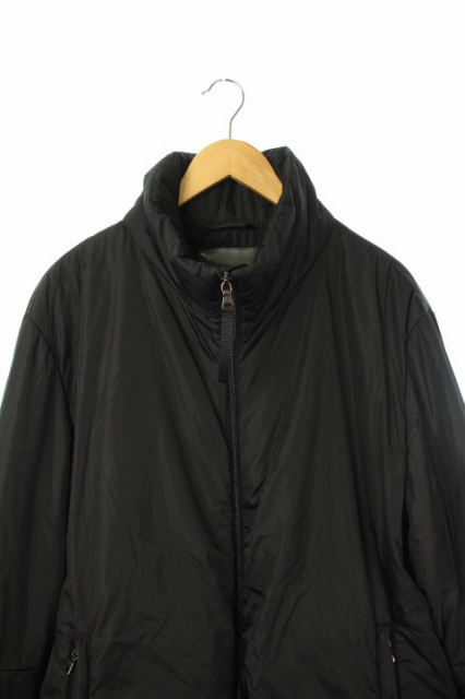 プラダ PRADA 中綿ジャケット ナイロン ジップアップ 52 黒 ブラック 