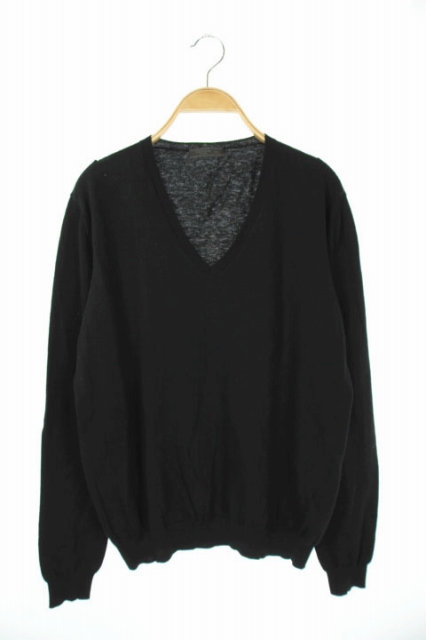 プラダ PRADA Vネックニット カシミヤ混 長袖 48 黒 /YS □OS □SH 