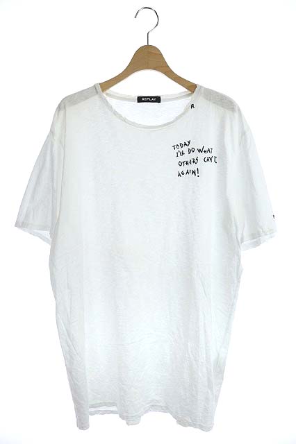 リプレイ Replay Tシャツ 刺繍 ダメージ加工 半袖 Xl 白 Kn Os Bt メンズ 170 ベクトルパーク