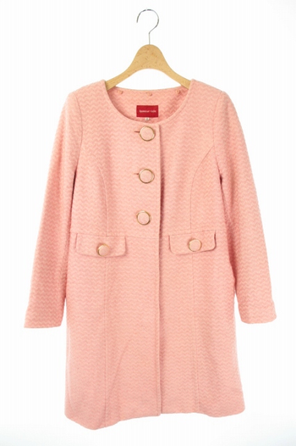 アプワイザーリッシェ Apuweiser Riche ノーカラーコート 襟付き ミディ丈 2 ピンク Ao Os レディース 170 ベクトルパーク