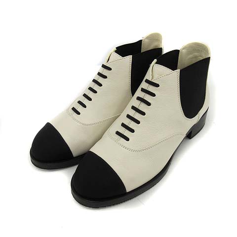 シャネル CHANEL 19SS ブーティ ショートブーツ サイドゴア レース 