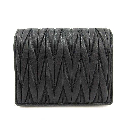 ミュウミュウ miumiu 財布 二つ折り マテラッセ ビジュー レザー 黒  