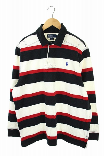 Polo by Ralph Lauren ボーダー ラガーシャツ 長袖 M Ralph Lauren - ラグビー ラルフローレン ボーダー 長袖 ラガー