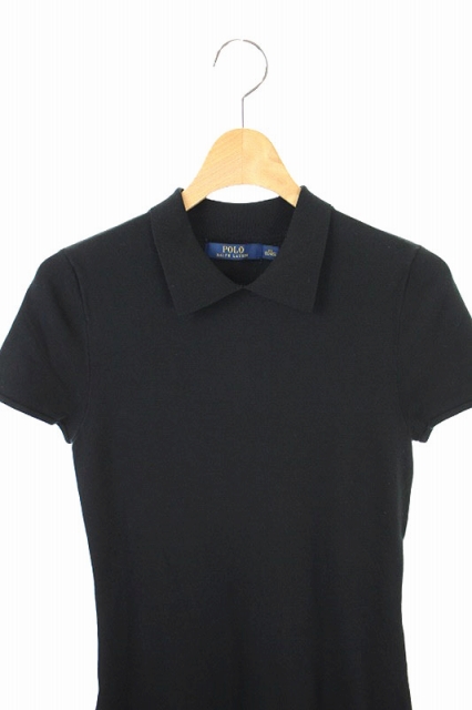 ポロ ラルフローレン Polo Ralph Lauren 襟付きストレッチロングワンピース Xs 半袖 黒 Hk Os レディース 170 ベクトルパーク
