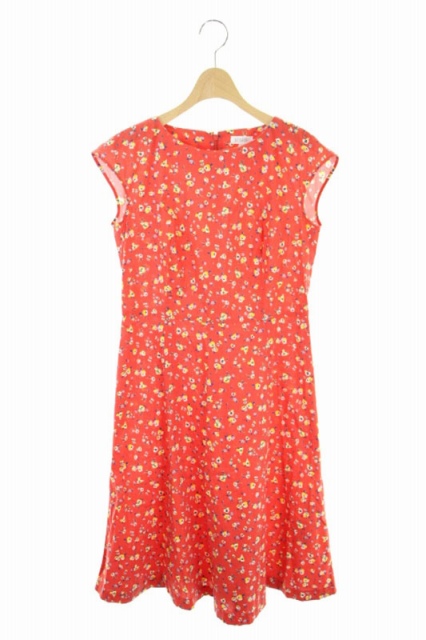 マッキントッシュフィロソフィー Mackintosh Philosophy フラワープリントワンピース ウォッシャブル ロング ノースリーブ 花柄 総柄 ペチコート付き 36 赤 黄 Es Os レディース 170 ベクトルパーク