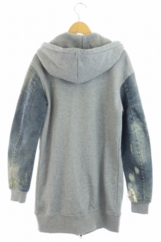 ディーゼル DIESEL 袖デニム 切替 ロングパーカー ジップアップ 