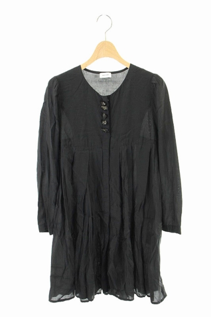 レキサミ Rekisami 前ボタンワンピース シャツワンピ 膝丈 長袖 フロントボタン 2 黒 ブラック Es Os レディース 170 ベクトルパーク