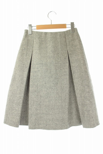 ミュウミュウ miumiu ウールスカート ひざ丈 フレア 38 グレー /YS  