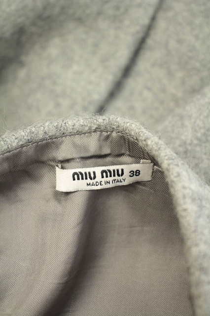 ミュウミュウ miumiu ウールスカート ひざ丈 フレア 38 グレー /YS  