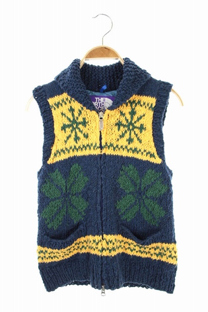 THE NORTH FACE PURPLE LABEL / ニットベスト(薄手)_NP2205N/L/コットン/GRY/総柄 ノースフェイス パープルレーベル THE NORTH FACE PURPLE LABEL ベスト