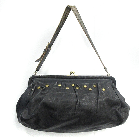 ミュウミュウ miumiu ショルダーバッグ がま口 レザー 黒 ブラック  