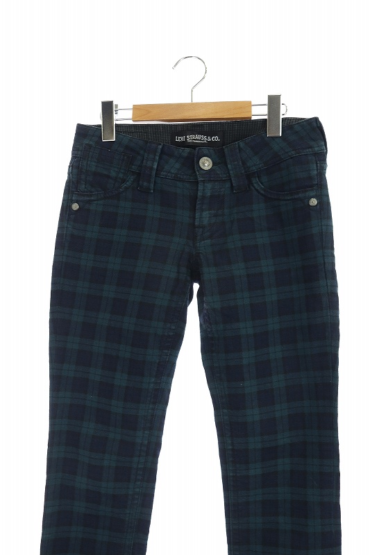 リーバイス Levi S チェック柄ストレッチパンツ スリム 28 緑 My Os レディース 170 ベクトルパーク
