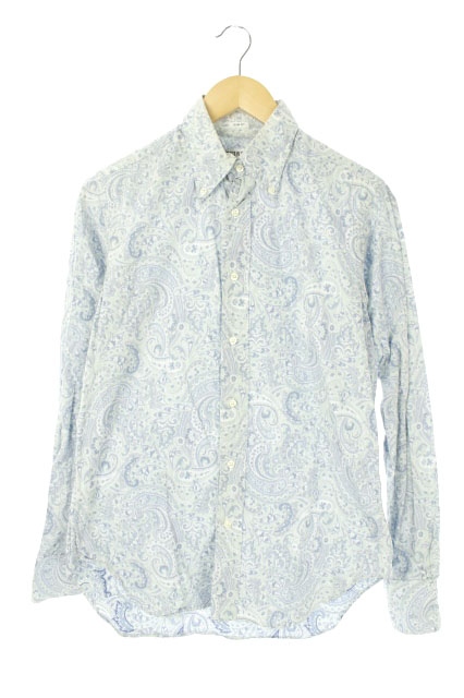 インディビジュアライズドシャツ Individualized Shirts 総柄長袖シャツ ボタンダウン スリムフィット ペイズリー 15 33 ライトブルー Os メンズ 170 ベクトルパーク
