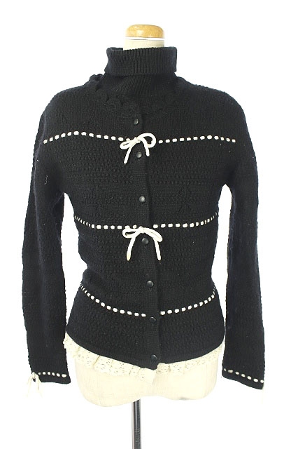 ルネ Rene ウールタートルネックニットアンサンブル カーディガン ノースリーブ タートル 36 38 黒 白 Es Os レディース 170 ベクトルパーク