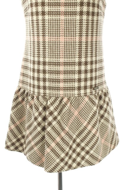 バーバリーブルーレーベル Burberry Blue Label ウールワンピース ミニ 総柄 ノースリーブ 38 ベージュ 茶 ピンク Kn Os レディース 170 ベクトルパーク