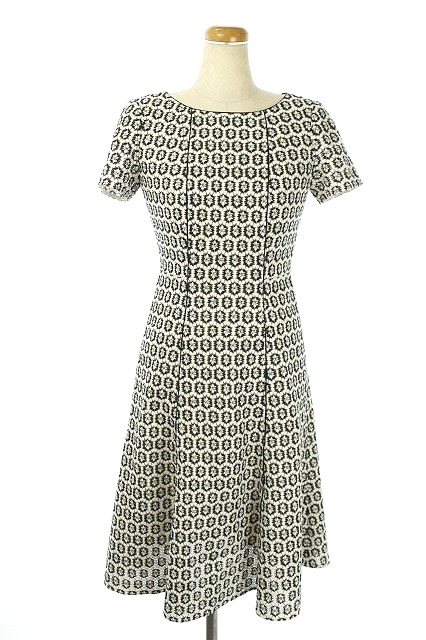 アナイ Anayi 総柄ワンピース ロング 半袖 34 白 黒 Hk Os レディース 170 ベクトルパーク