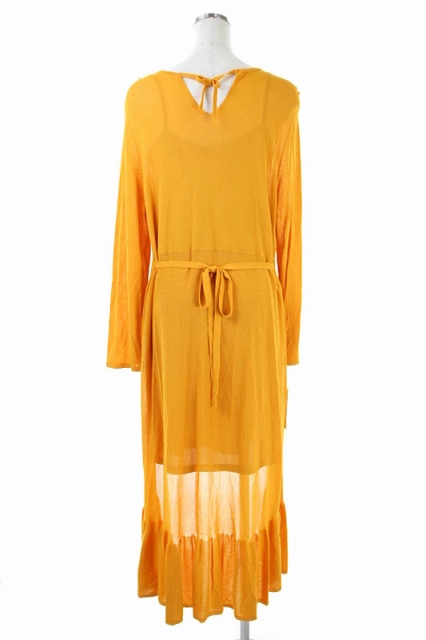 ミラオーウェン Mila Owen ニットワンピース ロング 長袖 バックテール フリル インナー付き 0 オレンジ Es Os レディース 170 ベクトルパーク