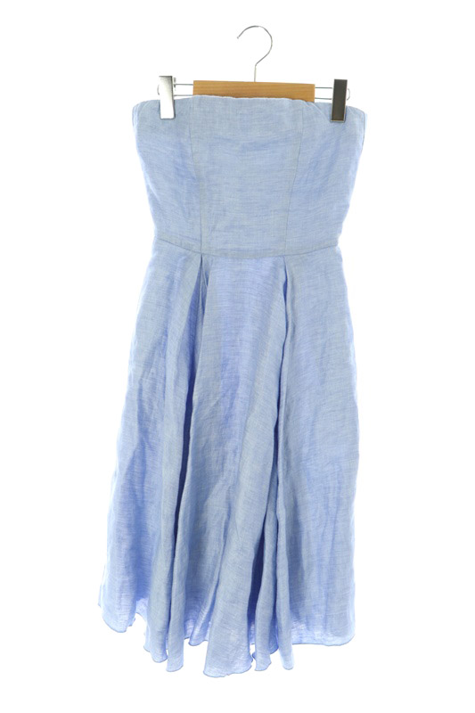 マイラン Mylan Paganini Bare Dress リネンワンピース チューブトップ フレア タック 膝丈 S ライトブルー Os レディース 170 ベクトルパーク