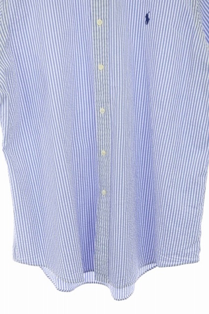 極美品✨ポロラルフローレン　ボタンダウンシャツ　ストライプ　現行　白×青　XL ラルフローレン polo ボタンダウンシャツ ストライプ 古着屋