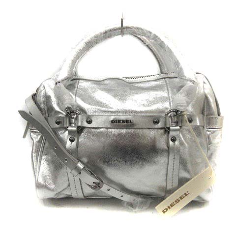 未使用品 ディーゼル Diesel バッグ ハンド ショルダー 2way カウレザー シルバー色 Yi6 レディース 170 ベクトルパーク