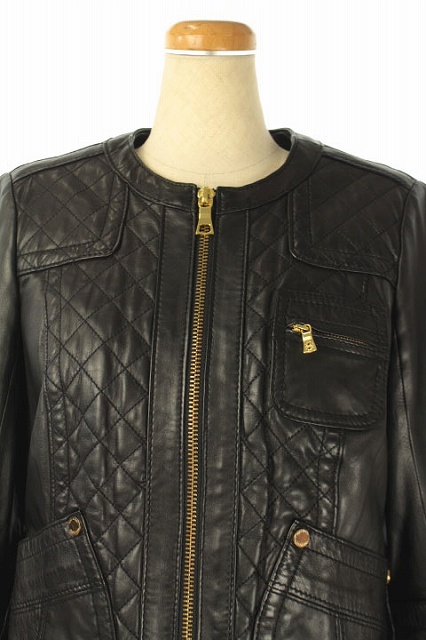 トリーバーチ TORY BURCH ジップアップ ノーカラー レザージャケット 