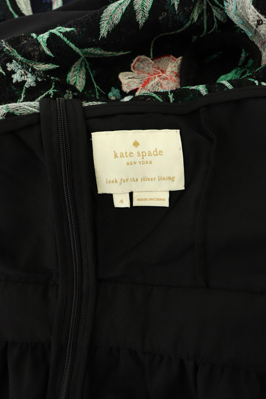 kate spade ワンピース ボタニカル レース パーティー 黒 ブラック