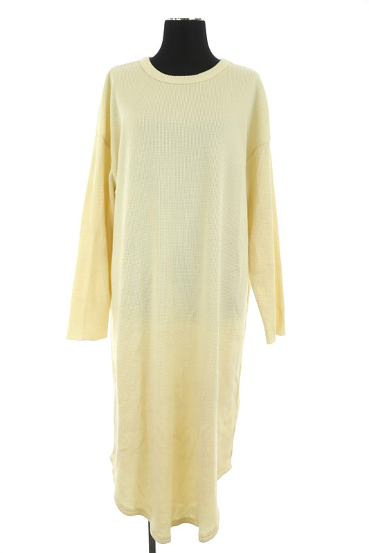 イエナ Iena ss 粗挽き杢ワッフルワンピース 長袖 台形 膝丈 クルーネック アイボリー Os レディース 170 ベクトルパーク