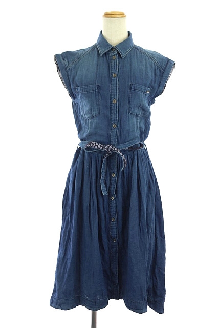 ディーゼル Diesel フレンチスリーブシャツワンピース デニム ロング Xs 青 Ao Os レディース 170 ベクトルパーク