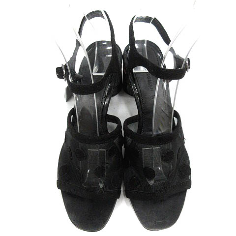 ザラウーマン Zara Woman サンダル ドット チュール ストラップ 37 黒 ブラック Sr レディース 170 ベクトルパーク