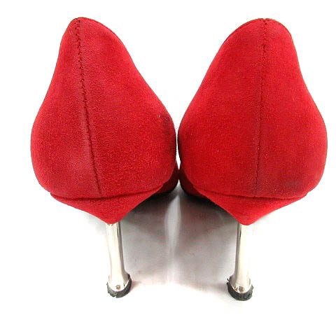 プラダ PRADA パンプス スエード ポインテッドトゥ ピンヒール 36.5 赤