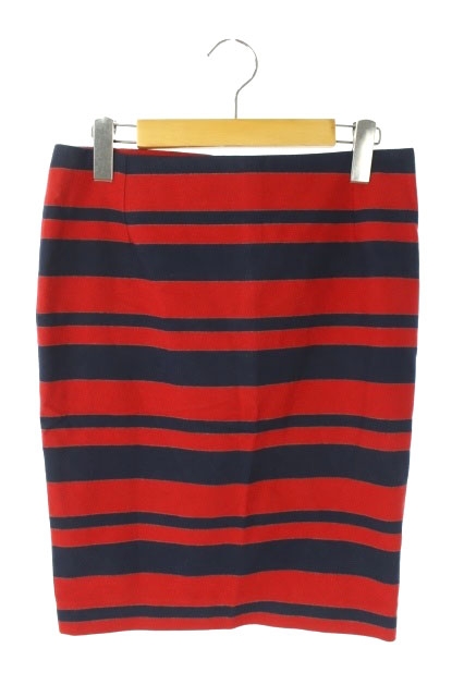 未使用品 ドゥーズィエムクラス Deuxieme Classe ボーダータイトスカート ひざ丈 36 赤 紺 Kn Os レディース 170 ベクトルパーク