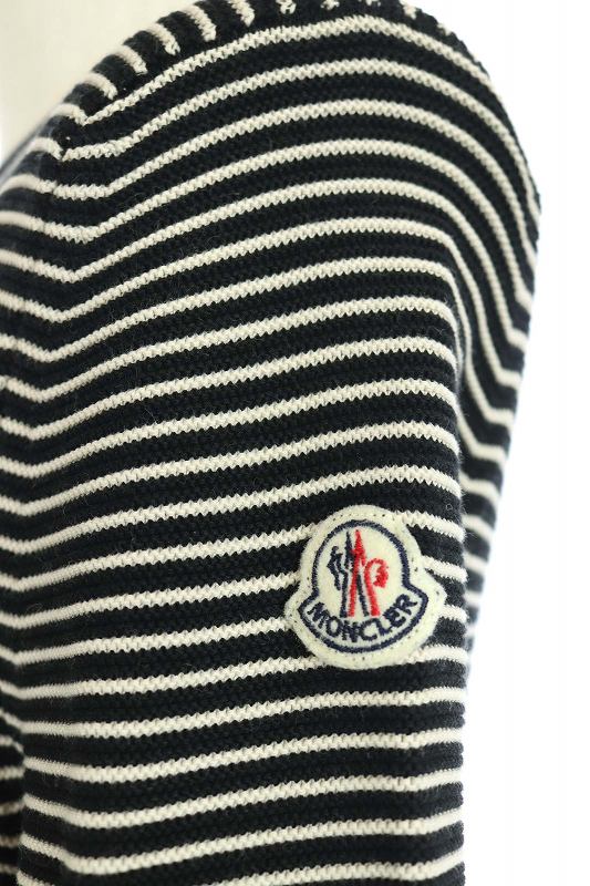 モンクレール MONCLER カーディガン ボーダー ニット 長袖 S 黒 白 /AO ■OS レディース 【2022A/W新作★送料無料】 モンクレール ボーダーセーター レディース ニット/セーター