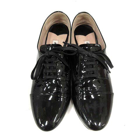 miu miu ブラックエナメル オックスフォードシューズ ミュウミュウ miumiu シューズ オックスフォード エナメル