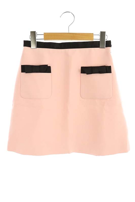 ミュウミュウ miumiu 2018 リボンポケットバイカラーミニスカート 台形 