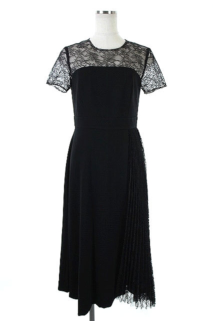 ダイアグラム Diagram 19aw レースプリーツワンピース ドレス ロング 半袖 イレギュラーヘム 36 黒 Es Os レディース 170 ベクトルパーク