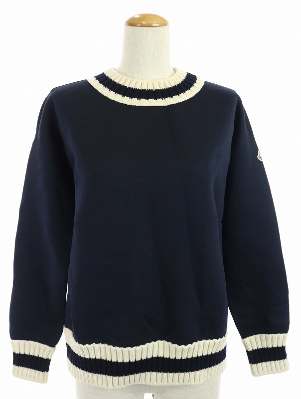 モンクレール MONCLER カットソー ボディング ニット切替 長袖 XS 紺 