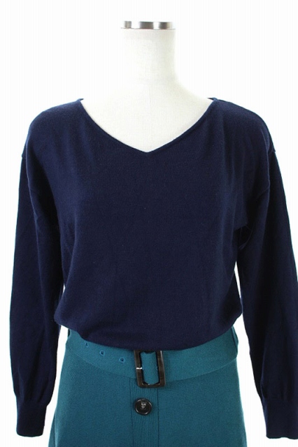 ジャスグリッティー Jusglitty 18aw 配色フレアニットワンピース ロング ベルト付き 長袖 2 紺 緑 Kn Os レディース 170 ベクトルパーク