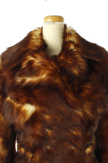 クロエ CHLOE horse hairレザー切替ライダースジャケット ダブル 34 茶 