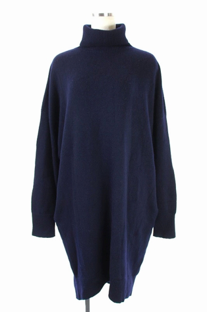 レフロンテ L Effrontee ドゥーズィエムクラス 18aw Chess タートルネックワンピース ニット 長袖 ロング 紺 Ao Os レディース 170 ベクトルパーク