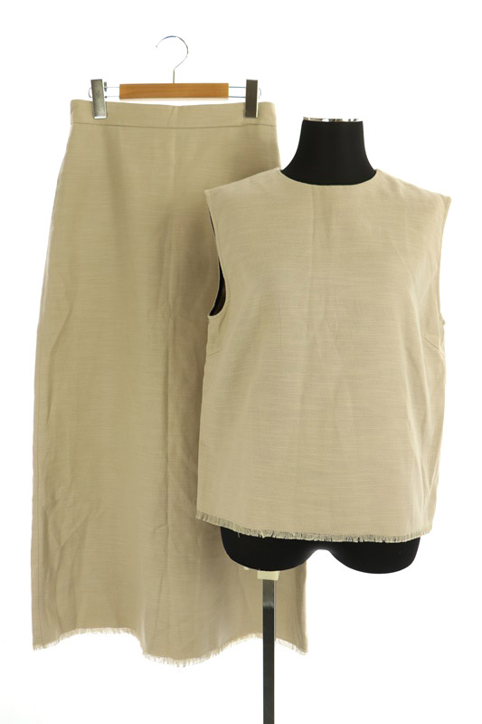 ミラオーウェン Mila Owen セットアップ 上下 ノースリーブブラウス タイトスカート ロング 1 ベージュ Ys Os レディース 170 ベクトルパーク