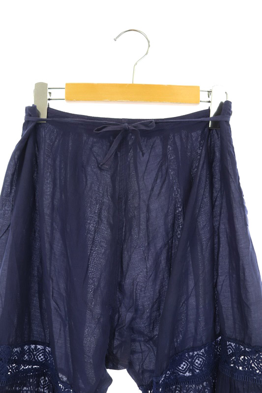 マキマロ 藍染レースペチコートパンツ ハーフ 紺 Kn Os レディース 170 ベクトルパーク