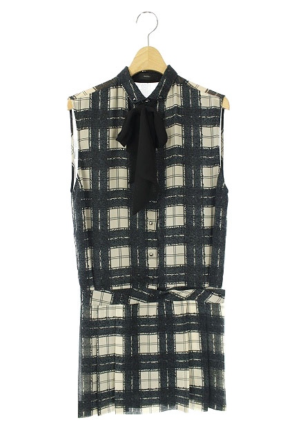 ディーゼル Diesel ノースリーブチェックワンピース リボン付き ミニ Xs ベージュ グレー 黒 Kn Os レディース 170 ベクトルパーク