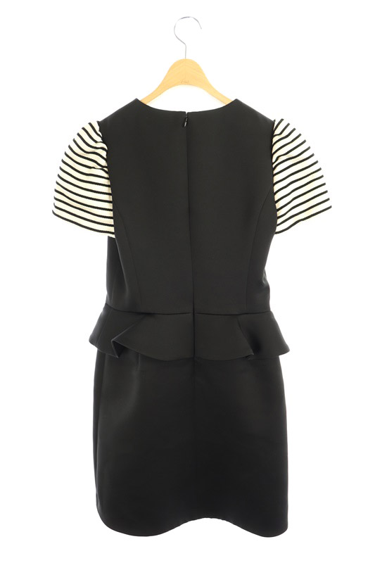 未使用品 ボーダーズアットバルコニー Borders At Balcony rs パネルペプラムワンピース ミニ 半袖 36 黒 My Os レディース 170 ベクトルパーク