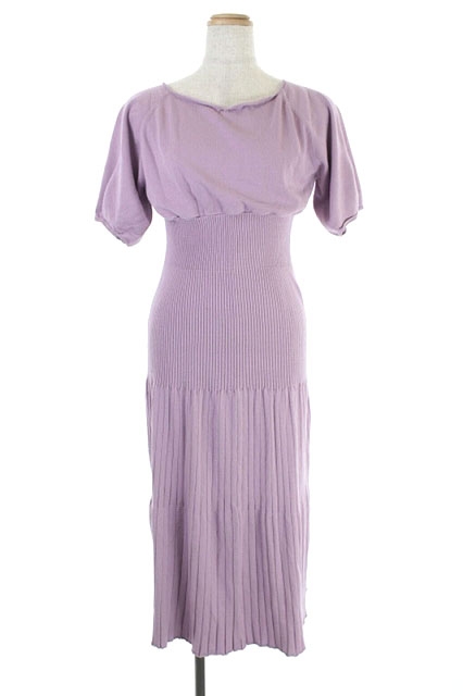 スナイデル Snidel ss フィット フレアニットワンピース ロング 半袖 リブ切替 One ラベンダー Es Os Sh レディース 170 ベクトルパーク